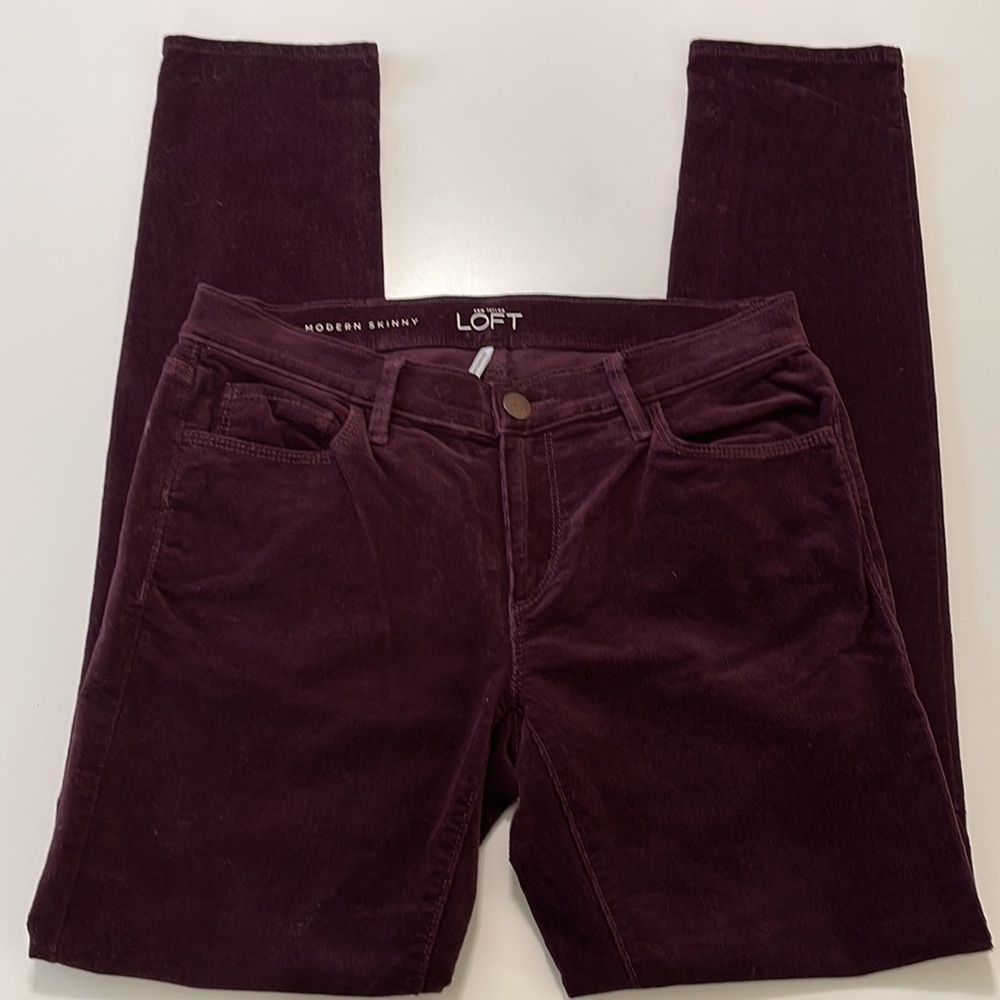 Loft Wine Corduroy Skinny Pants Size 4